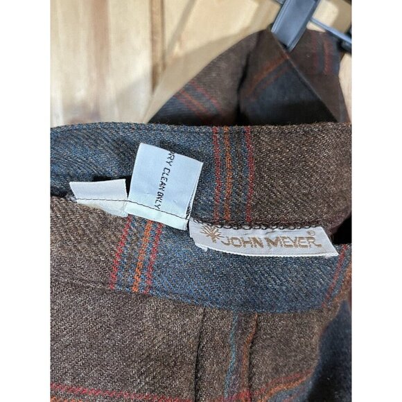Vintage 70s Plaid Wool High Waisted John Meyer Retro Midi Skirt Women's Size 14 - Picture 7 of 11